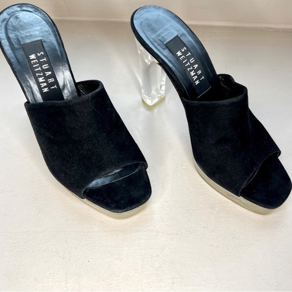 Stuart Weitzman Lucite Heel Suede Heels - Picture 3 of 9